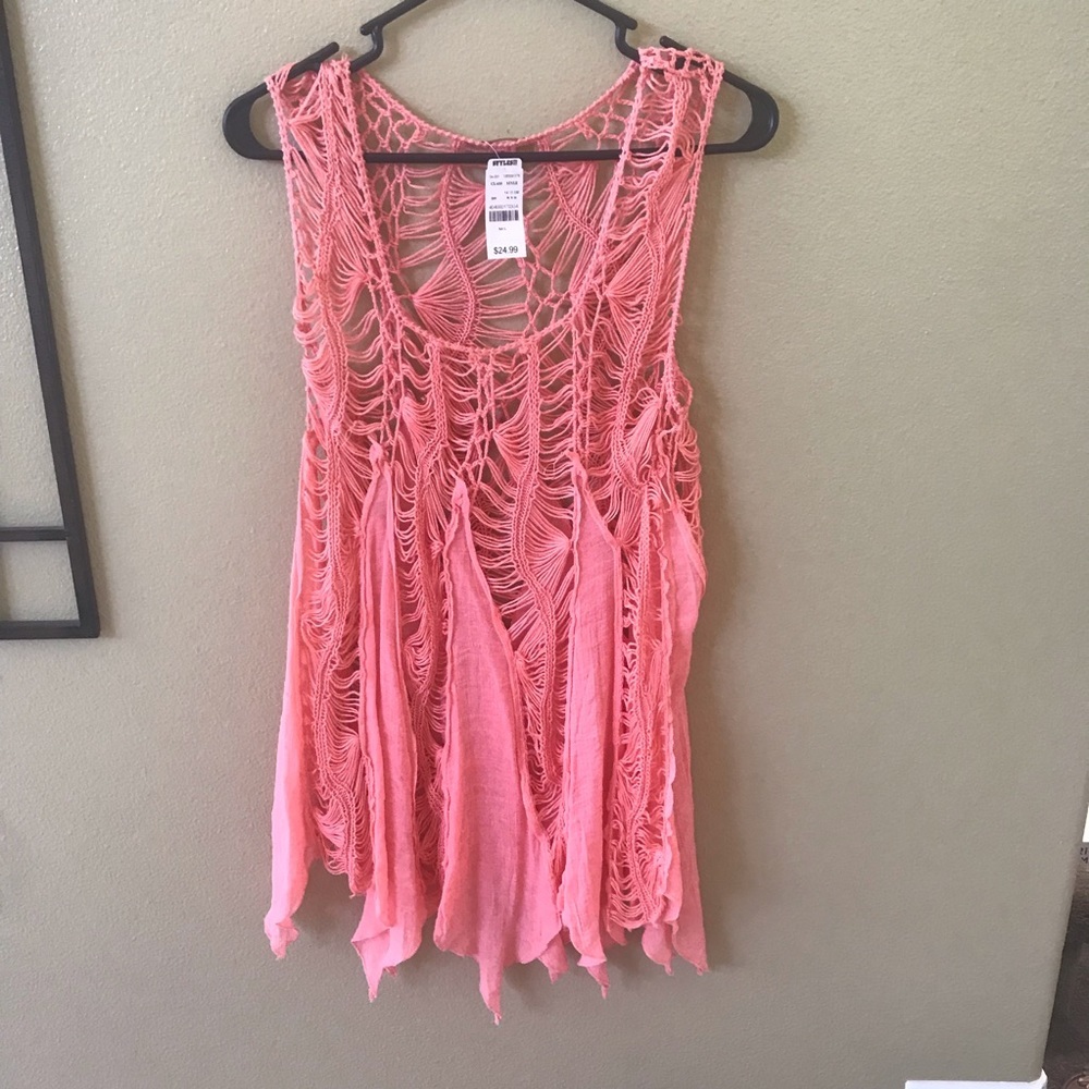 BOHO style handkerchief top/dress M/L apricot NWT